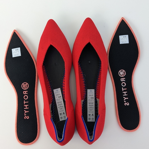 ♥️NWOT Rothy's The Point Flame Red Woman's Flat Shoes♥️ - Picture 13 of 16